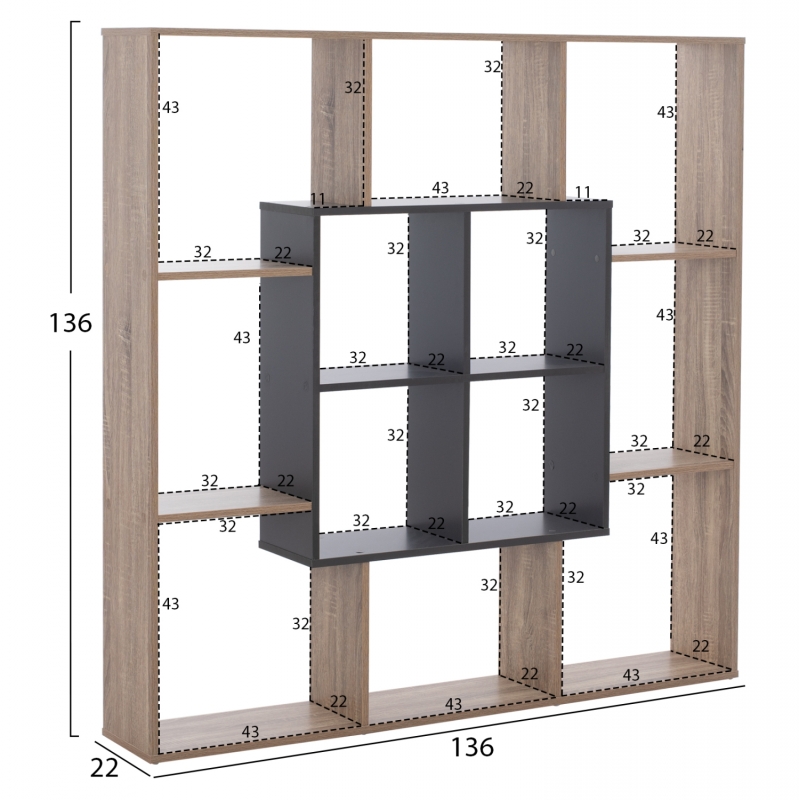 ΒΙΒΛΙΟΘΗΚΗ BRODY HM8771.02 136X22X136 ΓΚΡΙ ΒΙΒΛΙΟΘΗΚΗ BRODY HM8771.02 136X22X136 ΓΚΡΙ