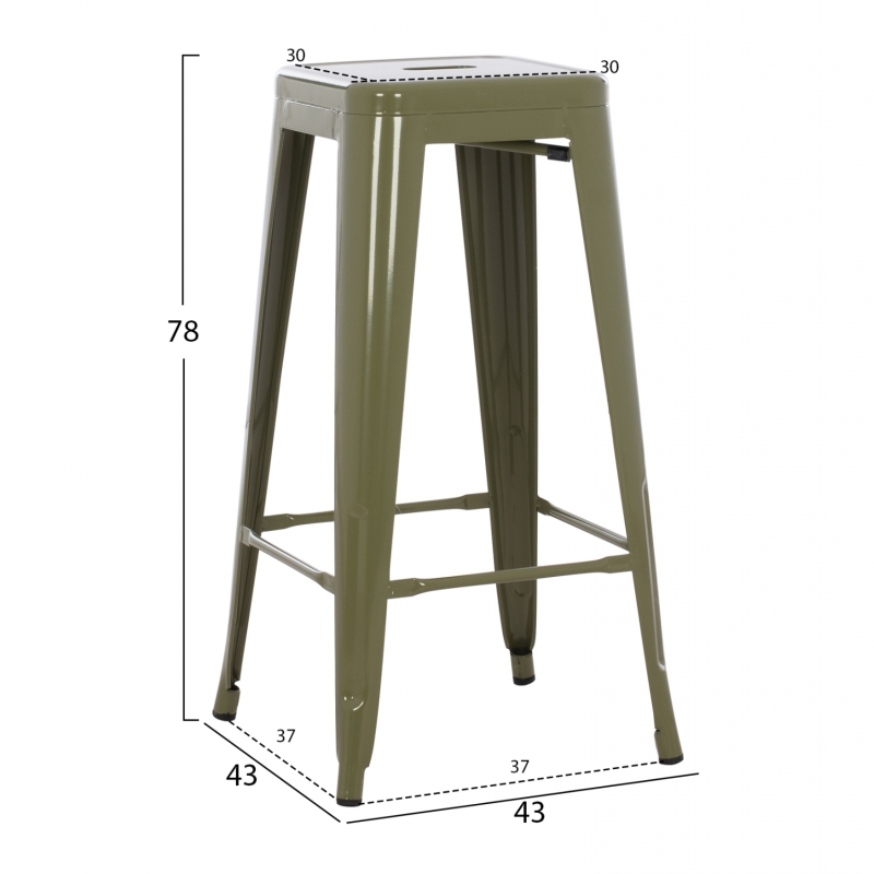 ΣΚΑΜΠΟ BAR ΜΕΤΑΛΛΙΚΟ MELITA ΣΕ DARK OLIVE GREEN HM8642.03 43x43x78 εκ. ΣΚΑΜΠΟ BAR ΜΕΤΑΛΛΙΚΟ MELITA ΣΕ DARK OLIVE GREEN HM8642.03 43x43x78 εκ.