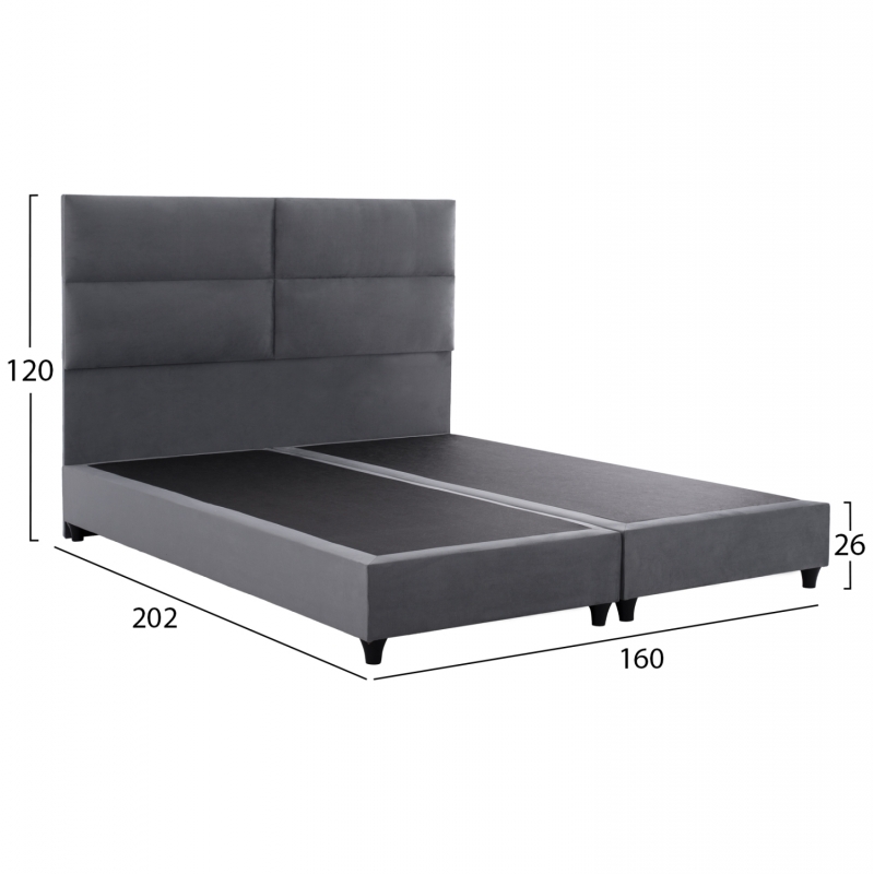 ΚΡΕΒΑΤΙ MILO ΑΠΟ ΓΚΡΙ ΒΕΛΟΥΔΟ HM616.10 ΓΙΑ ΣΤΡΩΜΑ 160x200 EK. ΚΡΕΒΑΤΙ MILO ΑΠΟ ΓΚΡΙ ΒΕΛΟΥΔΟ HM616.10 ΓΙΑ ΣΤΡΩΜΑ 160x200 EK.