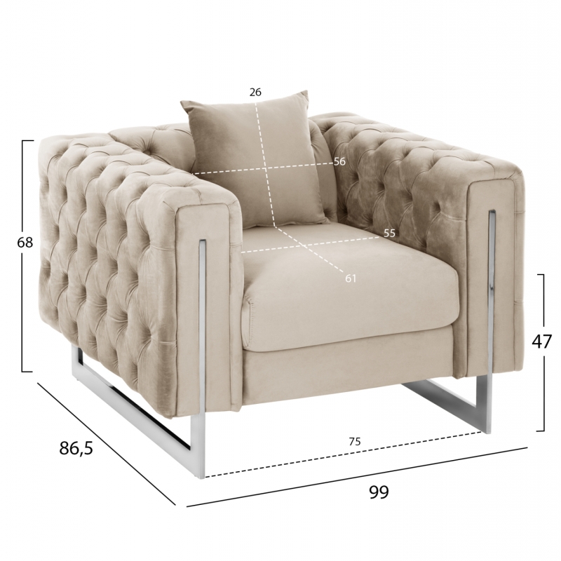 ΠΟΛΥΘΡΟΝΑ τ.CHESTERFIELD MOBAR HM3261.02 ΚΡΕΜ ΒΕΛΟΥΔΟ-ΜΕΤΑΛΛΙΚΑ ΠΟΔΙΑ 99x86,5x77Υεκ. ΠΟΛΥΘΡΟΝΑ τ.CHESTERFIELD MOBAR HM3261.02 ΚΡΕΜ ΒΕΛΟΥΔΟ-ΜΕΤΑΛΛΙΚΑ ΠΟΔΙΑ 99x86,5x77Υεκ.