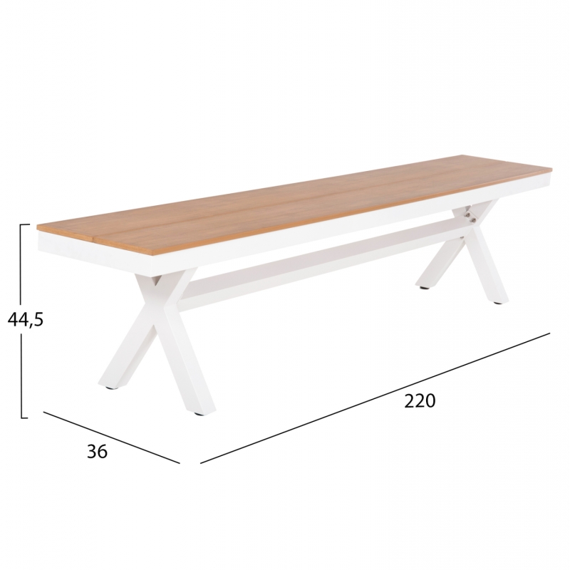 ΠΑΓΚΑΚΙ ΑΛΟΥΜΙΝΙΟΥ TAWNEE HM6040.02 ΛΕΥΚΟ-POLYWOOD ΚΑΘΙΣΜΑ ΦΥΣΙΚΟ 220x36x44,5Υεκ. ΠΑΓΚΑΚΙ ΑΛΟΥΜΙΝΙΟΥ TAWNEE HM6040.02 ΛΕΥΚΟ-POLYWOOD ΚΑΘΙΣΜΑ ΦΥΣΙΚΟ 220x36x44,5Υεκ.