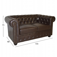 ΚΑΝΑΠΕΣ 2ΘΕΣΙΟΣ T.CHESTERFIELD HM3010.01 ΤΕΧΝΟΔΕΡΜΑ ΣΚΟΥΡΟ ΚΑΦΕ 155x90x73 εκ.