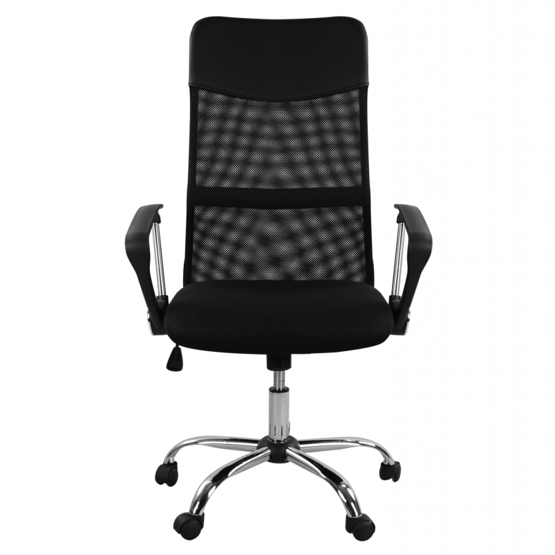 ΚΑΡΕΚΛΑ ΓΡΑΦΕΙΟΥ CABLE HM1000.01 ΜΑΥΡO MESH ΚΑΙ ΠΟΔΙ ΧΡΩΜΙΟΥ 61x56x118 εκ.