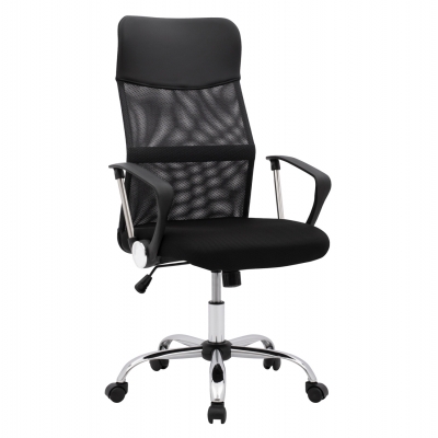 ΚΑΡΕΚΛΑ ΓΡΑΦΕΙΟΥ CABLE HM1000.01 ΜΑΥΡO MESH ΚΑΙ ΠΟΔΙ ΧΡΩΜΙΟΥ 61x56x118 εκ.