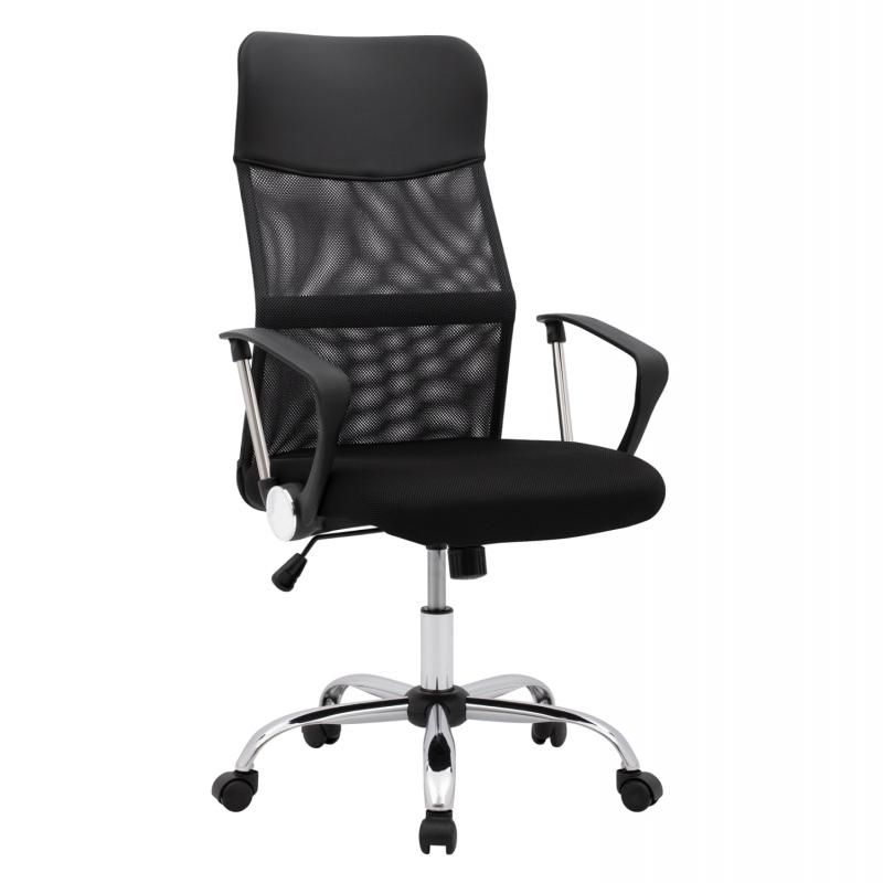 ΚΑΡΕΚΛΑ ΓΡΑΦΕΙΟΥ CABLE HM1000.01 ΜΑΥΡO MESH ΚΑΙ ΠΟΔΙ ΧΡΩΜΙΟΥ 61x56x118 εκ.