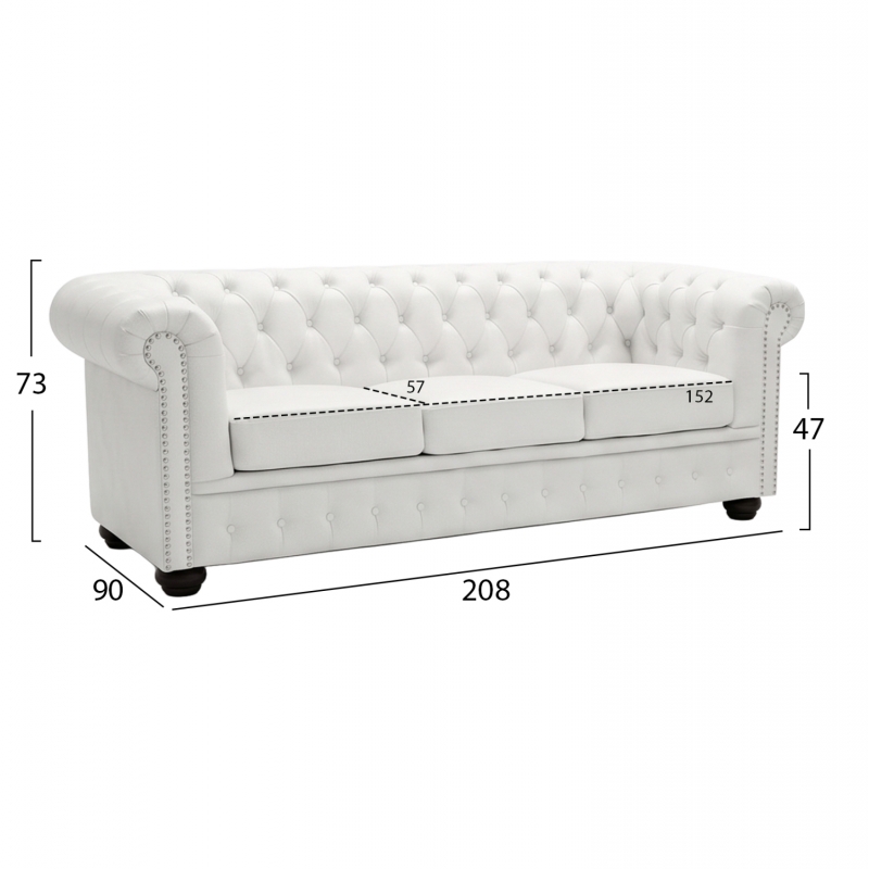 ΚΑΝΑΠΕΣ 3ΘΕΣΙΟΣ T.CHESTERFIELD HM3009.02 ΤΕΧΝΟΔΕΡΜΑ ΛΕΥΚΟ ΜΑΤ 208x90x73 εκ. ΚΑΝΑΠΕΣ 3ΘΕΣΙΟΣ T.CHESTERFIELD HM3009.02 ΤΕΧΝΟΔΕΡΜΑ ΛΕΥΚΟ ΜΑΤ 208x90x73 εκ.