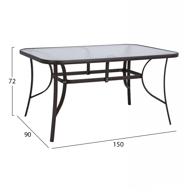 ΤΡΑΠΕΖΙ BRUNO 150X90Χ72Υεκ. ΚΑΦΕ ΜΕΤΑΛΛΙΚΟ ΜΕ ΓΥΑΛΙΝΗ ΕΠΙΦΑΝΕΙΑ HM5145.02 ΤΡΑΠΕΖΙ BRUNO 150X90Χ72Υεκ. ΚΑΦΕ ΜΕΤΑΛΛΙΚΟ ΜΕ ΓΥΑΛΙΝΗ ΕΠΙΦΑΝΕΙΑ HM5145.02