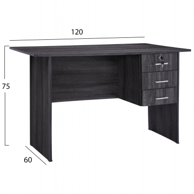 ΓΡΑΦΕΙΟ ΜΕ 3 ΣΥΡΤΑΡΙΑ HAYDEN HM2268.01 ΜΕΛΑΜΙΝΗ ΣΕ ΑΝΘΡΑΚΙ ΧΡΩΜΑ 120x60x75Υεκ