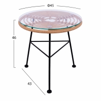 ΤΡΑΠΕΖΙ ΜΕΤΑΛΛΙΚΟ ALLEGRA HM5459 ΜΕ WICKER ΜΠΕΖ ΚΑΙ ΓΥΑΛΙ Φ45Χ46Υεκ.
