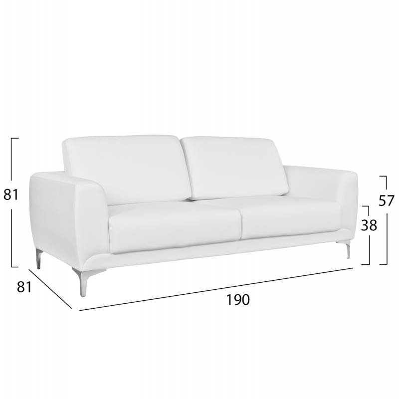 ΚΑΝΑΠΕΣ 3ΘΕΣΙΟΣ KENZIE HM3121.32 ΜΕ ΛΕΥΚΟ PU 190x81x81 εκ. ΚΑΝΑΠΕΣ 3ΘΕΣΙΟΣ KENZIE HM3121.32 ΜΕ ΛΕΥΚΟ PU 190x81x81 εκ.