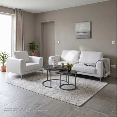 ΣΕΤ ΣΑΛΟΝΙΟΥ 3ΤΜΧ  KENZIE ΜΕ ΛΕΥΚΟ PU HM10329.01