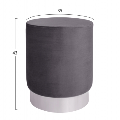 ΣΚΑΜΠΟ LEVY ΓΚΡΙ ΒΕΛΟΥΔΟ ΜΕ ΑΣΗΜΕΝΙΑ ΒΑΣΗ HM8408.01 Φ35x43Υ εκ.