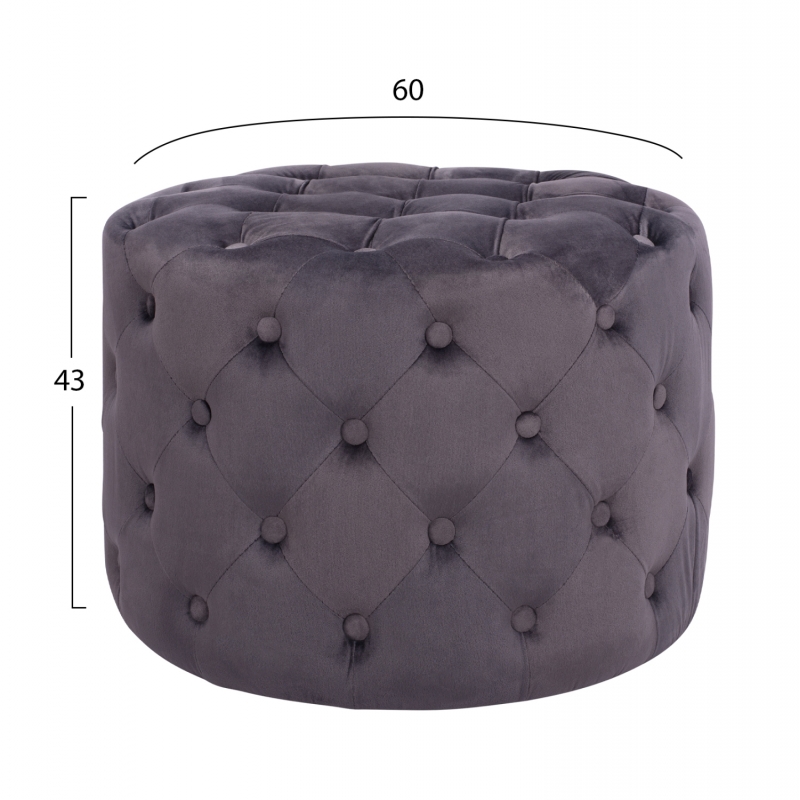 ΣΚΑΜΠΟ KASSIE ΓΚΡΙ ΒΕΛΟΥΔΟ ΤΥΠΟΥ CHESTERFIELD HM8406.01 Φ60x43Υ εκ. ΣΚΑΜΠΟ KASSIE ΓΚΡΙ ΒΕΛΟΥΔΟ ΤΥΠΟΥ CHESTERFIELD HM8406.01 Φ60x43Υ εκ.
