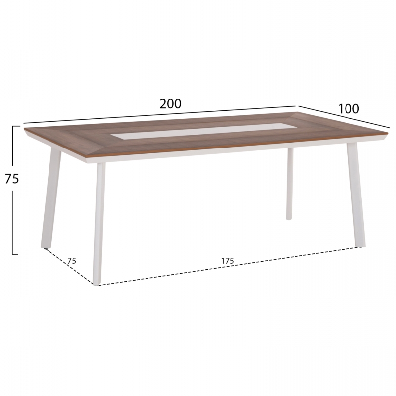 ΤΡΑΠΕΖΙ ΑΛΟΥΜΙΝΙΟΥ TABER HM5131.11 ΛΕΥΚΟ ΜΕ POLYWOOD TOP 200x100x75Υεκ