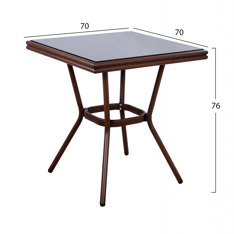 ΤΡΑΠΕΖΙ ΑΛΟΥΜΙΝΙΟΥ HARLOW 70X70X76 BAMBOO LOOK HM5568.03 ΚΑΦΕ ΜΕ ΓΥΑΛΙ ΤΡΑΠΕΖΙ ΑΛΟΥΜΙΝΙΟΥ HARLOW 70X70X76 BAMBOO LOOK HM5568.03 ΚΑΦΕ ΜΕ ΓΥΑΛΙ