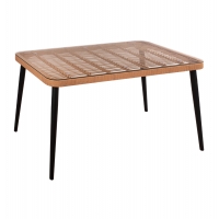 ΤΡΑΠΕΖΙ ΜΕΤΑΛΛΙΚΟ ALLEGRA HM5537 ΜΕ WICKER ΣΕ ΜΠΕΖ ΑΠΟΧΡΩΣΗ & ΓΥΑΛΙ 140X80X78 εκ. ΤΡΑΠΕΖΙ ΜΕΤΑΛΛΙΚΟ ALLEGRA HM5537 ΜΕ WICKER ΣΕ ΜΠΕΖ ΑΠΟΧΡΩΣΗ & ΓΥΑΛΙ 140X80X78 εκ.