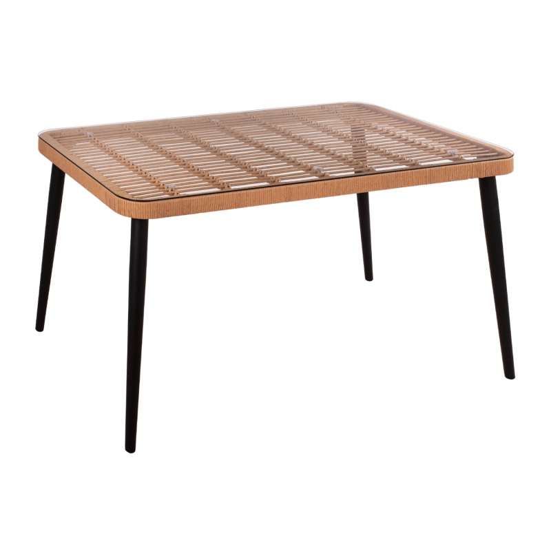 ΤΡΑΠΕΖΙ ΜΕΤΑΛΛΙΚΟ ALLEGRA HM5537 ΜΕ WICKER ΣΕ ΜΠΕΖ ΑΠΟΧΡΩΣΗ & ΓΥΑΛΙ 140X80X78 εκ. ΤΡΑΠΕΖΙ ΜΕΤΑΛΛΙΚΟ ALLEGRA HM5537 ΜΕ WICKER ΣΕ ΜΠΕΖ ΑΠΟΧΡΩΣΗ & ΓΥΑΛΙ 140X80X78 εκ.