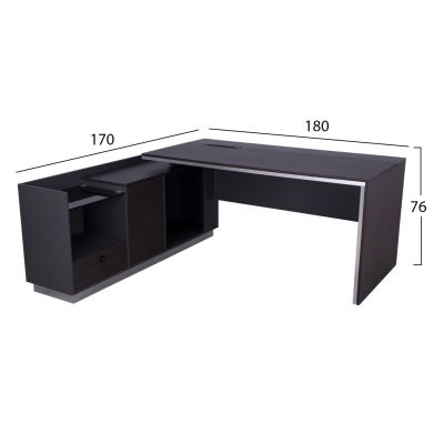 ΓΡΑΦΕΙΟ ΕΠΑΓΓΕΛΜΑΤΙΚΟ ΑΡΙΣΤΕΡΗ ΓΩΝΙΑ ROSEWOOD HM2086L 180X170X76Υ εκ.