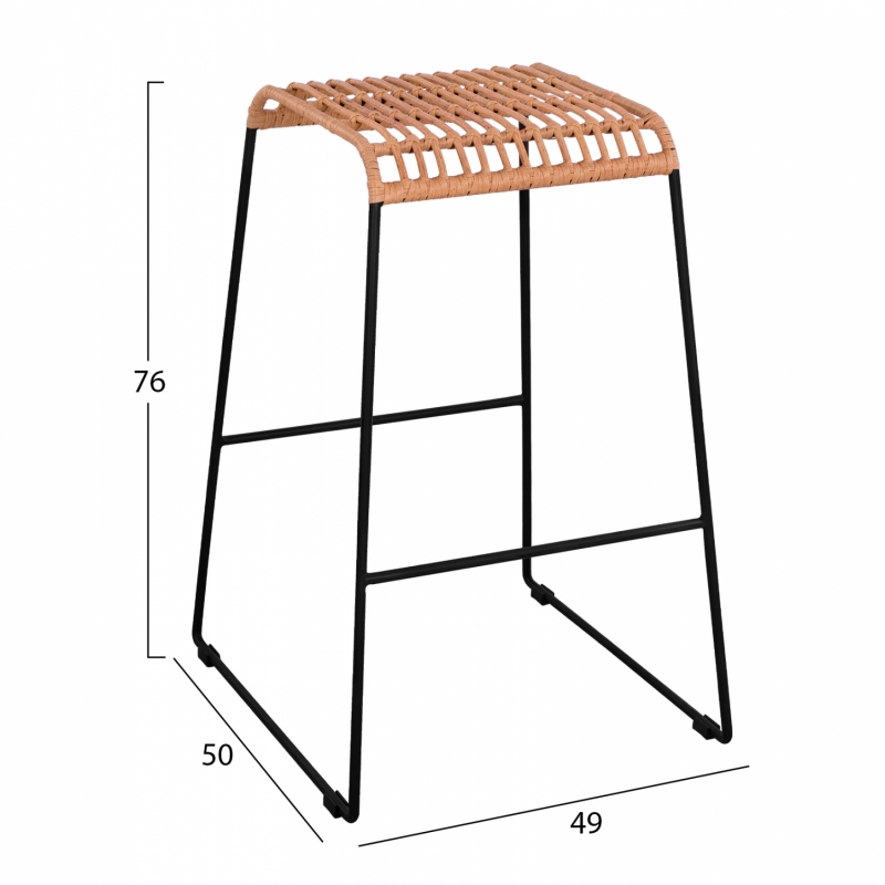 ΣΚΑΜΠΟ ΜΕΤΑΛΛΙΚΟ ALLEGRA HM5641 ΜΕ WICKER ΣΕ ΜΠΕΖ ΑΠΟΧΡΩΣΗ 49x50x76 εκ.