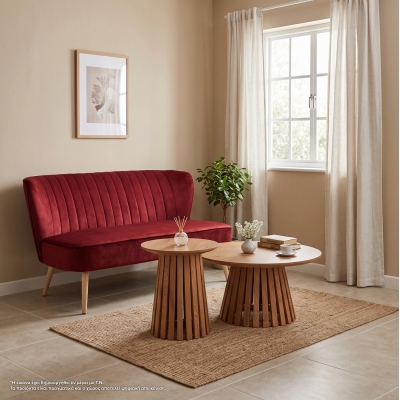 ΚΑΝΑΠΕΣ ANDY 2ΘΕΣΙΟΣ ΚΟΚΚΙΝΟ ΒΕΛΟΥΔΟ HM8401.06 128x70x77Υ εκ.