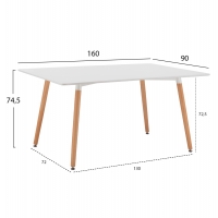 ΤΡΑΠΕΖΙ HM8697.01 MINIMAL, ΛΕΥΚΟ MDF, ΞΥΛΙΝΑ ΠΟΔΙΑ ΟΞΙΑ,160Χ90X74,5Υ εκ