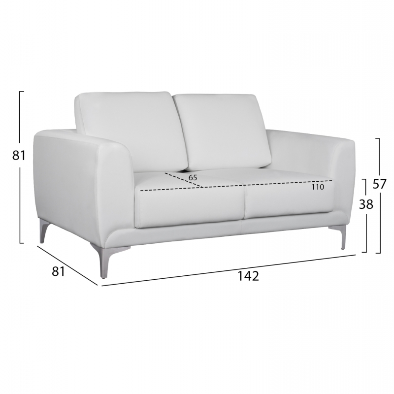 ΣΕΤ ΣΑΛΟΝΙΟΥ 2ΤΜΧ KENZIE ΜΕ ΛΕΥΚΟ PU HM11284.02