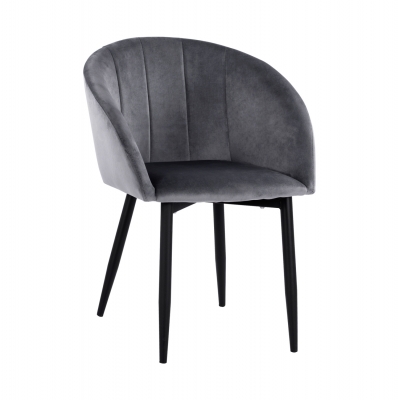 ΠΟΛΥΘΡΟΝΑΚΙ BESSIE HM8699.01 ΒΕΛΟΥΔΟ ΓΚΡΙ ΜΕ ΜΕΤΑΛΛΙΚΟ ΣΚΕΛΕΤΟ 60x62x80Y εκ.