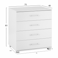 ΣΥΡΤΑΡΙΕΡΑ ΜΕΛΑΜΙΝΗΣ BRIANA HM2204.05 ME 4 ΣΥΡΤΑΡΙΑ ΛΕΥΚΗ 75x40x83Y εκ.