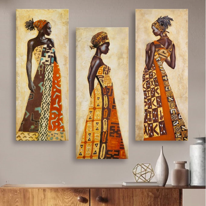 ΠΙΝΑΚΑΣ ΤΡΙΠΤΥΧΟ MDF AFRICAN STYLE WOMEN HM7204.03 60X0,3X50 εκ.