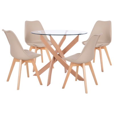 ΣΕΤ ΤΡΑΠΕΖΑΡΙΑΣ 5ΤΜΧ ΤΡΑΠΕΖΙ Φ90X74 & 4 ΚΑΡΕΚΛΕΣ VEGAS ΚΑΠΟΥΤΣΙΝΟ HM11693.25