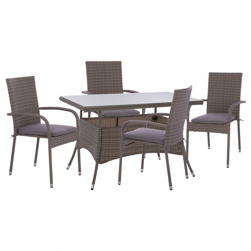 ΣΕΤ ΤΡΑΠΕΖΑΡΙΑΣ 5ΤΜΧ ΤΡΑΠ. 120X70 & ΠΟΛΥΘΡΟΝΕΣ WICKER RATTAN ΓΚΡΙ HM11711.31 ΣΕΤ ΤΡΑΠΕΖΑΡΙΑΣ 5ΤΜΧ ΤΡΑΠ. 120X70 & ΠΟΛΥΘΡΟΝΕΣ WICKER RATTAN ΓΚΡΙ HM11711.31
