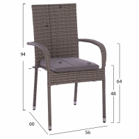 ΣΕΤ ΤΡΑΠΕΖΑΡΙΑΣ 5ΤΜΧ ΤΡΑΠ. 150Χ90 & 6 ΠΟΛΥΘΡΟΝΕΣ WICKER RATTAN ΓΚΡΙ HM11715.01