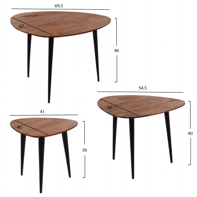 ΣΕΤ ΖΙΓΚΟΝ EMILIANO HM9256 ΑΠΟ ΜΑΣΙΦ ΞΥΛΟ ΑΚΑΚΙΑΣ ΜΕ ΜΑΥΡΑ ΠΟΔΙΑ 69,5x67x46Υ εκ.