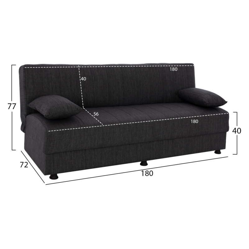 ΚΑΝΑΠΕΣ ΚΡΕΒΑΤΙ ΤΡΙΘΕΣΙΟΣ ΓΚΡΙ HM3239.03 180x72x77 εκ. ΚΑΝΑΠΕΣ ΚΡΕΒΑΤΙ ΤΡΙΘΕΣΙΟΣ ΓΚΡΙ HM3239.03 180x72x77 εκ.