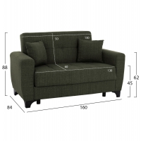 ΚΑΝΑΠΕΣ ΚΡΕΒΑΤΙ HEMA ΔΙΘΕΣΙΟΣ ΨΗΛΗ ΠΛΑΤΗ DARK OLIVE HM3243.05 160x84x88 εκ.