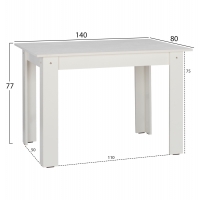 ΤΡΑΠΕΖΙ ΚΟΥΖΙΝΑΣ KELVIN 140x80x77Υεκ. ΛΕΥΚΟ HM2429.03