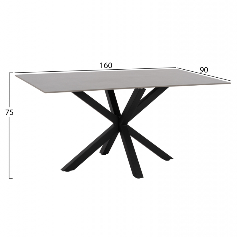 ΤΡΑΠΕΖΙ ΤΡΑΠΕΖΑΡΙΑΣ SYNTEC HM9308.03 SINTERED STONE ΓΚΡΙ ΜΕΤΑΛΛΙΚΑ ΠΟΔΙΑ 160x90x75Υεκ.