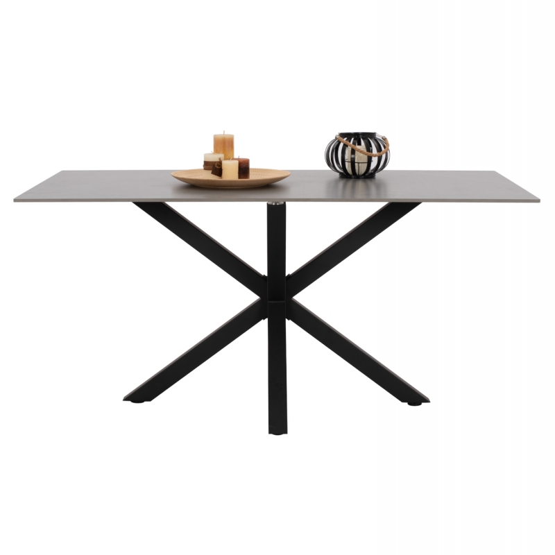 ΤΡΑΠΕΖΙ ΤΡΑΠΕΖΑΡΙΑΣ SYNTEC HM9308.03 SINTERED STONE ΓΚΡΙ ΜΕΤΑΛΛΙΚΑ ΠΟΔΙΑ 160x90x75Υεκ.