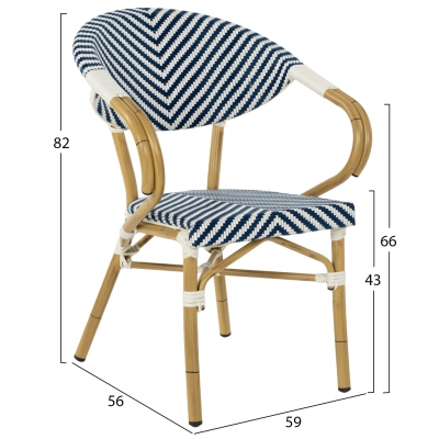 ΠΟΛΥΘΡΟΝΑ BAMBOO LOOK HM5861.02 ΜΠΛΕ-ΛΕΥΚΟ 59x56x82Yεκ. ΠΟΛΥΘΡΟΝΑ BAMBOO LOOK HM5861.02 ΜΠΛΕ-ΛΕΥΚΟ 59x56x82Yεκ.