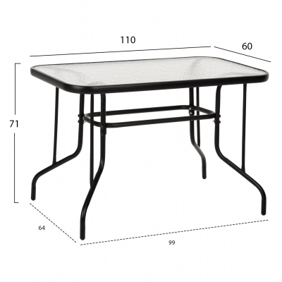 ΤΡΑΠΕΖΙ ADAM HM5020.03 ΜΕΤΑΛΛΙΚΟ ΜΑΥΡΟ ΜΕ ΓΥΑΛΙΝΗ ΕΠΙΦΑΝΕΙΑ 110Χ60Χ71Υεκ.
