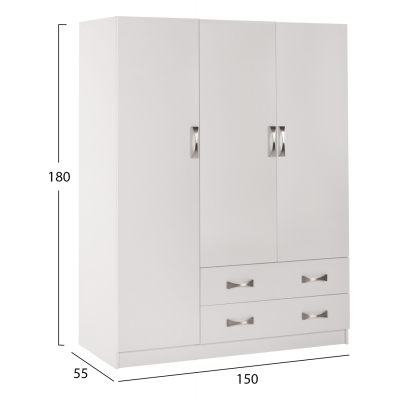 ΝΤΟΥΛΑΠΑ 3ΦΥΛΛΗ CARLY HM384.05 ΜΕ ΔΥΟ ΣΥΡΤΑΡΙΑ ΛΕΥΚΗ 150X55Χ180Υεκ. ΝΤΟΥΛΑΠΑ 3ΦΥΛΛΗ CARLY HM384.05 ΜΕ ΔΥΟ ΣΥΡΤΑΡΙΑ ΛΕΥΚΗ 150X55Χ180Υεκ.