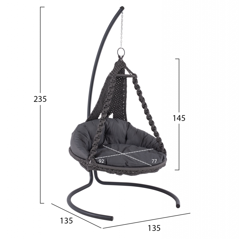 ΚΡΕΜΑΣΤΗ ΦΩΛΙΑ AUGUST ΜΑΚΡΑΜΕ-ΜΕΤΑΛΛΟ ΑΝΘΡΑΚΙ HM5922.10 123x113x145Υεκ. ΚΡΕΜΑΣΤΗ ΦΩΛΙΑ AUGUST ΜΑΚΡΑΜΕ-ΜΕΤΑΛΛΟ ΑΝΘΡΑΚΙ HM5922.10 123x113x145Υεκ.