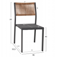 ΚΑΡΕΚΛΑ ΑΛΟΥΜΙΝΙΟΥ ΑΝΘΡΑΚΙ ΜΕ RATTAN ΚΑΙ TEXTLINE HM5921.01 46x55,5x83Υ εκ.