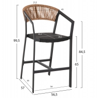 ΣΚΑΜΠΟ ΑΛΟΥΜΙΝΙΟΥ HM5892.15 ΜΕΣΑΙΟΥ ΥΨΟΥΣ RATTAN & TEXTLINE ΜΑΥΡΟ ΜΠΕΖ 55x56,5x99Υ