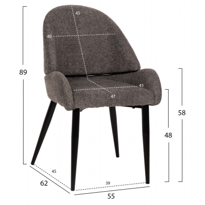 ΚΑΡΕΚΛΑ SARKY HM8585.01 ΥΦΑΣΜΑ ΜΠΟΥΚΛΕ ΓΚΡΙ ΜΕ ΜΕΤΑΛΛΙΚΑ ΠΟΔΙΑ 55x62x89Yεκ. ΚΑΡΕΚΛΑ SARKY HM8585.01 ΥΦΑΣΜΑ ΜΠΟΥΚΛΕ ΓΚΡΙ ΜΕ ΜΕΤΑΛΛΙΚΑ ΠΟΔΙΑ 55x62x89Yεκ.
