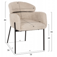 ΠΟΛΥΘΡΟΝΑ WOLF HM8583.02 ΕΚΡΟΥ ΥΦΑΣΜΑ ΜΠΟΥΚΛΕ ΜΕ ΜΕΤΑΛΛΙΚΑ ΠΟΔΙΑ 58x58x80Yεκ.