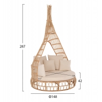 ΚΑΝΑΠΕΣ ΕΞΩΤ.ΧΩΡΟΥ ΣΤΡΟΓΓΥΛΟΣ MARJOM HM9765 ΦΥΣΙΚΟ RATTAN-ΕΚΡΟΥ ΥΦΑΣΜΑ Φ148x287Υεκ.