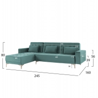 ΚΑΝΑΠΕΣ ΚΡΕΒΑΤΙ ΓΩΝΙΑ ΑΝΑΣΤΡΕΨΙΜΗ ELIZA HM3145.04 ΣΕ ΒΕΡΑΜΑΝ ΒΕΛΟΥΔΟ 245x160x80Υεκ.