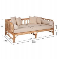 ΚΑΝΑΠΕΣ-ΚΡΕΒΑΤΙ ΕΞ. ΧΩΡΟΥ LIGNANO HM9660 RATTAΝ ΦΥΣΙΚΟ-ΜΠΕΖ ΜΑΞΙΛΑΡΙΑ 200x100x75Υεκ.