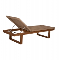 ΞΑΠΛΩΣΤΡΑ PATRON HM5993 TEAK ΞΥΛΟ ΚΑΙ ΣΧΟΙΝΙ VIRO ΣΕ ΠΛΕΞΗ WICKER 191x65x86Yεκ.